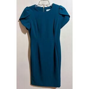 Calvin Klein Short Sleeve Scuba Crepe Sheath Dress Size 6